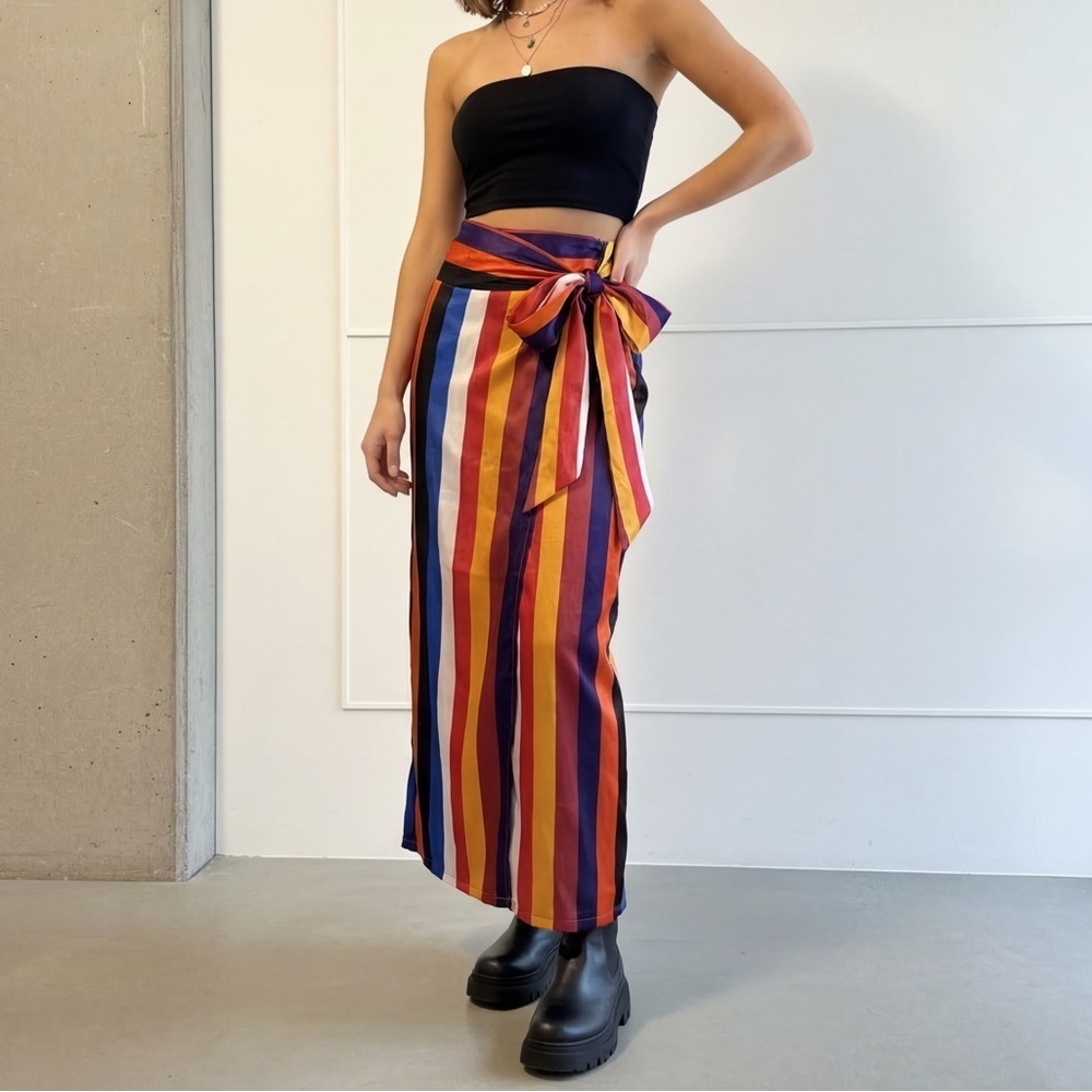 Never Fully Dressed Striped Maxi Wrap Around Skirt
